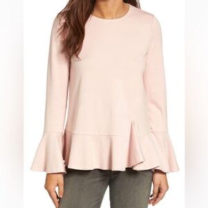 Gibson Ruffle Hem Bell Sleeve Top